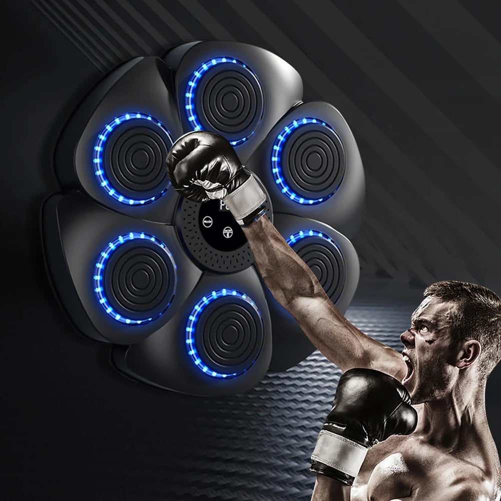 Smart Wall Mounted Boxing Trainer with Music Interactive Fitness Target with Gloves and Cable