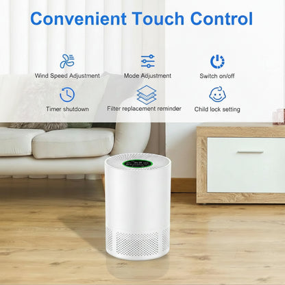 Compact Air Purifier H13 HEPA with Odor Filter PM2.5 Detection Low Noise for Home Use