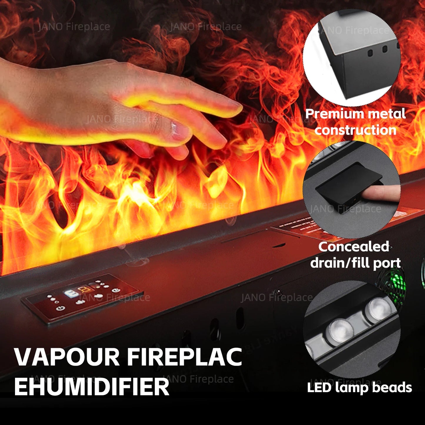 3D Water Vapor Fireplace LED Flame Effect Indoor Decorative Mist Fireplace Insert