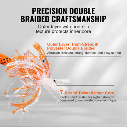 220ft Heavy Duty Polyester Rope 48-Strand Dual Weave Outdoor Cord for Camping Climbing and Utility Use