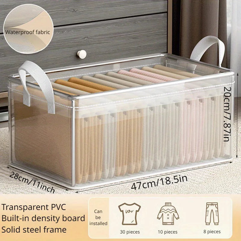Transparent PVC Storage Box with Steel Frame Waterproof Organizer for Clothes and Tools