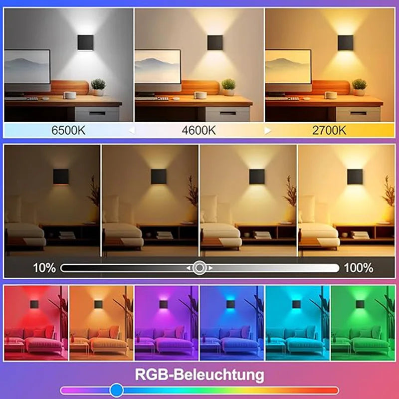 Smart LED Wall Light RGBCW Waterproof IP65 App Control Dimmable Lamp for indoor and outdoor