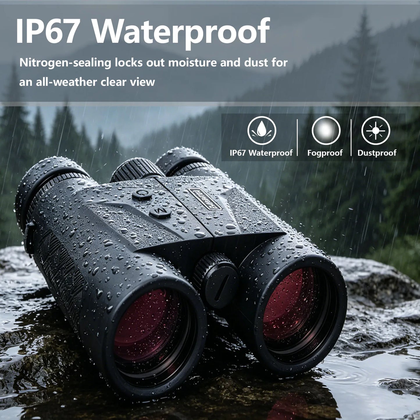 10x42 ED Lens Binoculars with Laser Rangefinder Magnesium Body IPX7 Waterproof 2400m Range