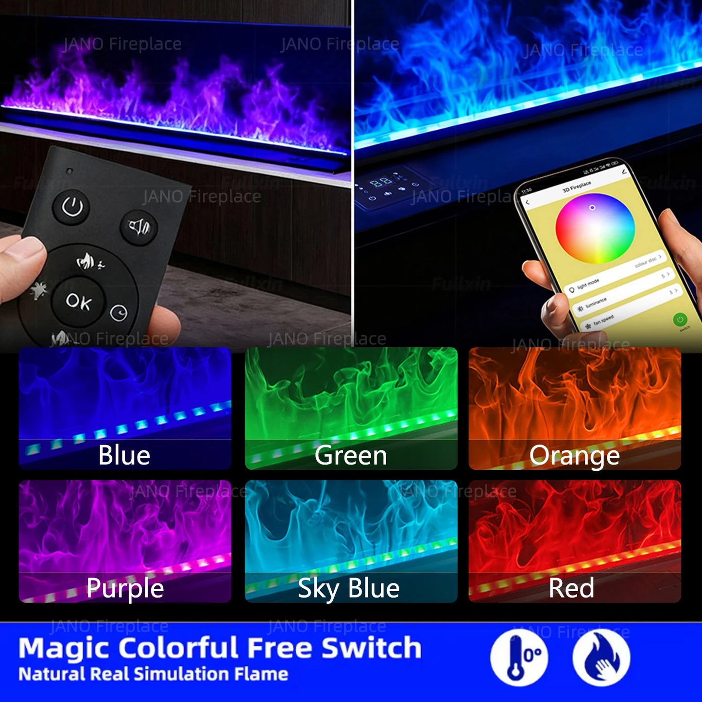 3D Water Vapor Fireplace LED Flame Effect Indoor Decorative Mist Fireplace Insert