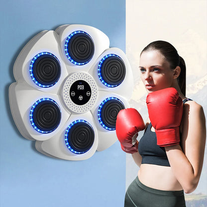 Smart Wall Mounted Boxing Trainer with Music Interactive Fitness Target with Gloves and Cable
