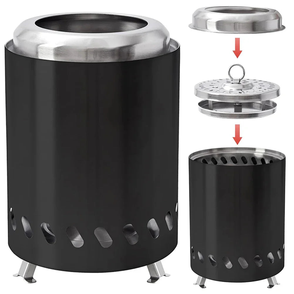Portable Smokeless Tabletop Fire Pit Stainless Steel Mini Fire Bowl for Indoor Outdoor Use
