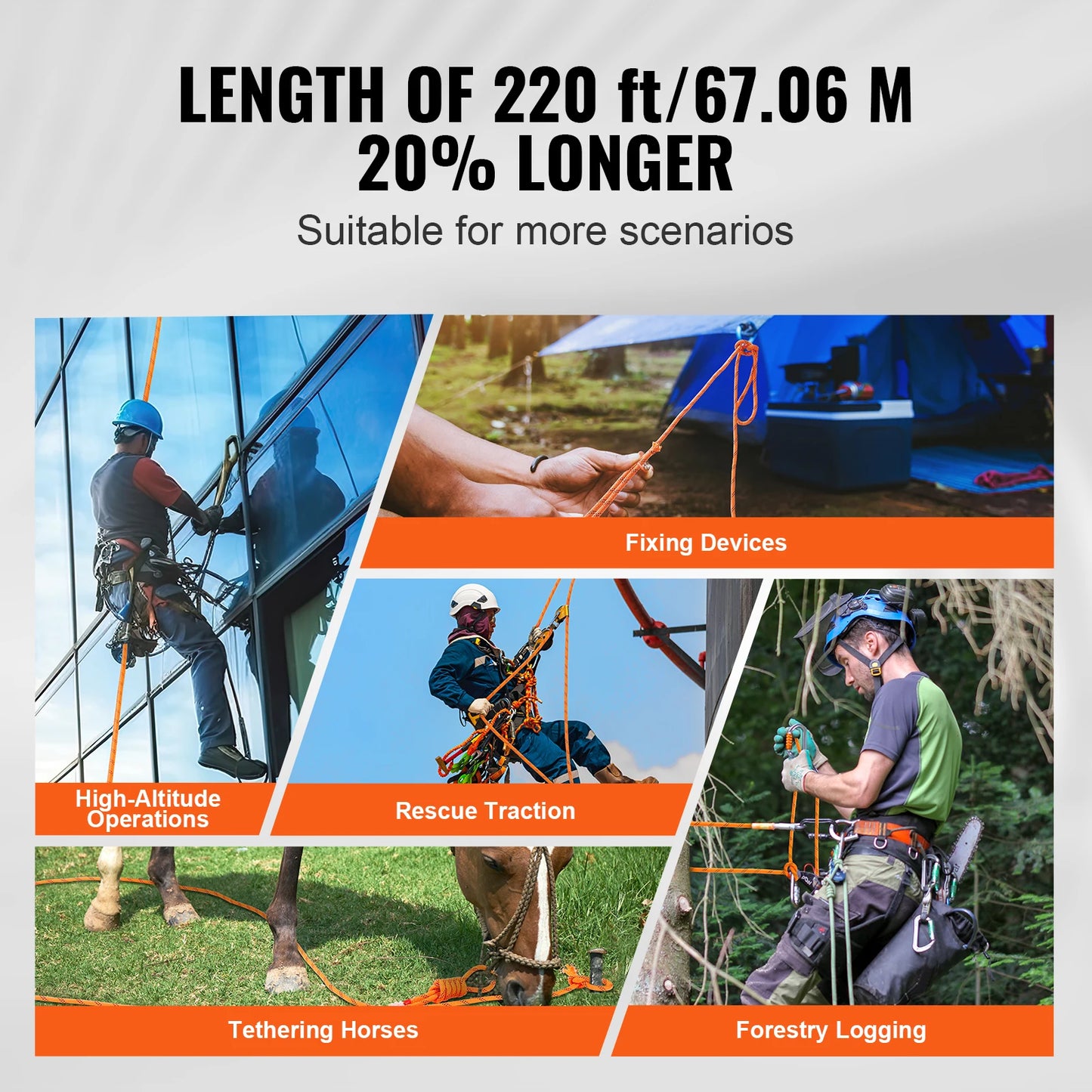 220ft Heavy Duty Polyester Rope 48-Strand Dual Weave Outdoor Cord for Camping Climbing and Utility Use