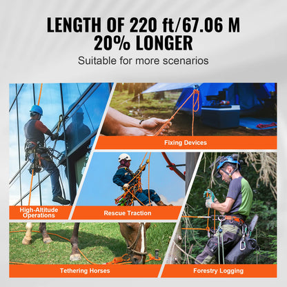 220ft Heavy Duty Polyester Rope 48-Strand Dual Weave Outdoor Cord for Camping Climbing and Utility Use