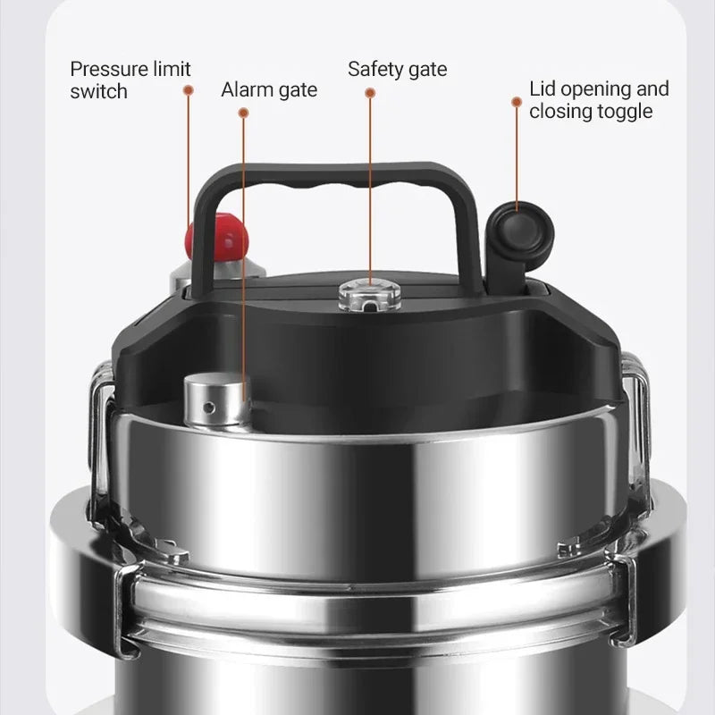 2L Portable Pressure Cooker Stainless Steel Compact Cooking Pot for Camping and Outdoor Use
