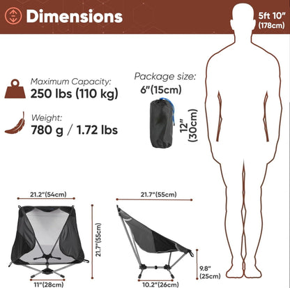 Ultralight Folding Camping Chair Aluminum Alloy Portable Outdoor Chair for Hiking Travel