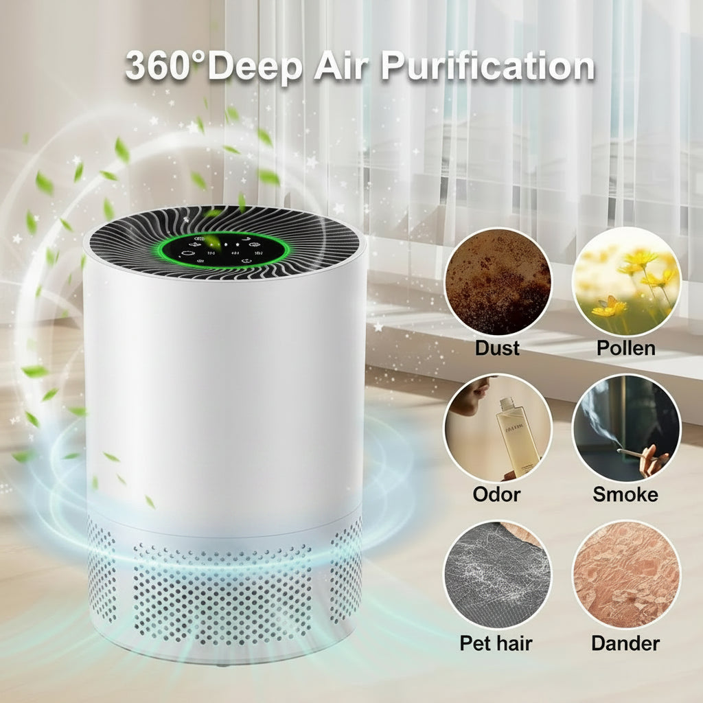 Compact Air Purifier H13 HEPA with Odor Filter PM2.5 Detection Low Noise for Home Use